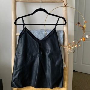 Zara Black Leather Strappy Tank